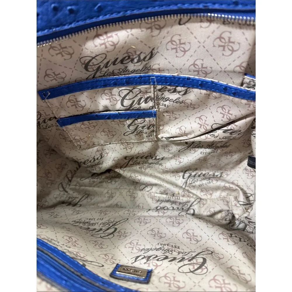 Guess Nikki Faux Ostrich Design Purse  with Gold Chain ❤️